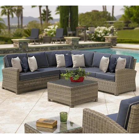 Outdoor Corner Sectional w/ Sloping Arms